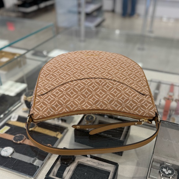 Michael Kors Dover Half-Moon Shoulder Hobo Bag Gingery Brown - Picture 6 of 13